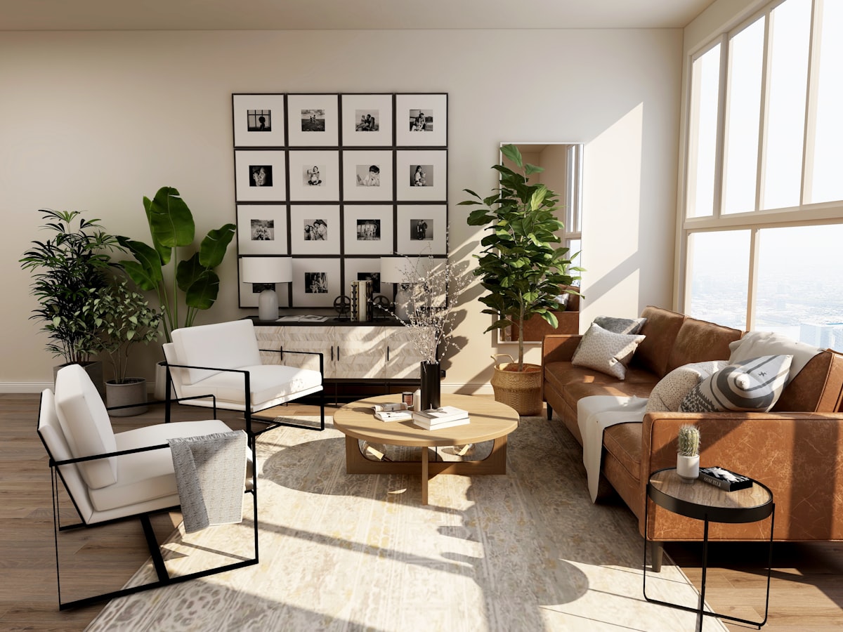 An elegant, light-filled living room